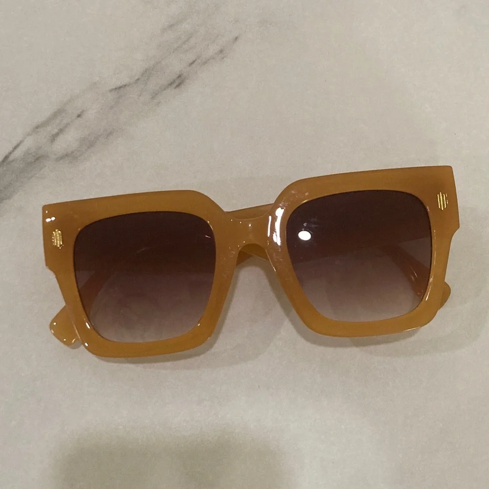 Oversized Square Sunglasses in Tan with Gradient Lenses